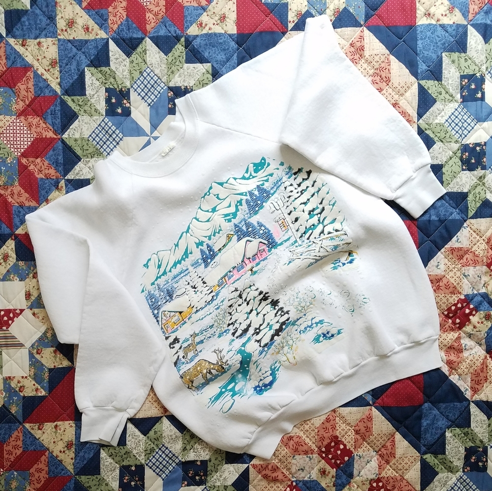 Vintage 80s Winter Crewneck Sweater